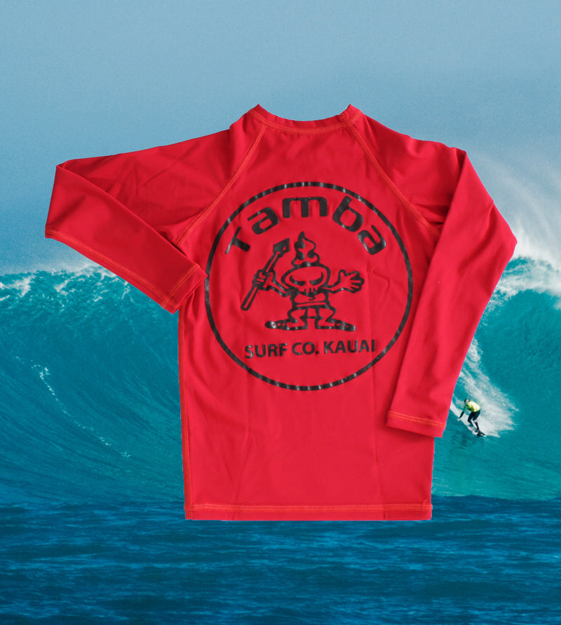 Stamp Rash Guard YOUTH Long Sleeve Shirt - Red