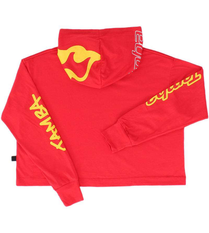 Street Legal Womens Long Sleeve Hooded Crop Shirt - Red