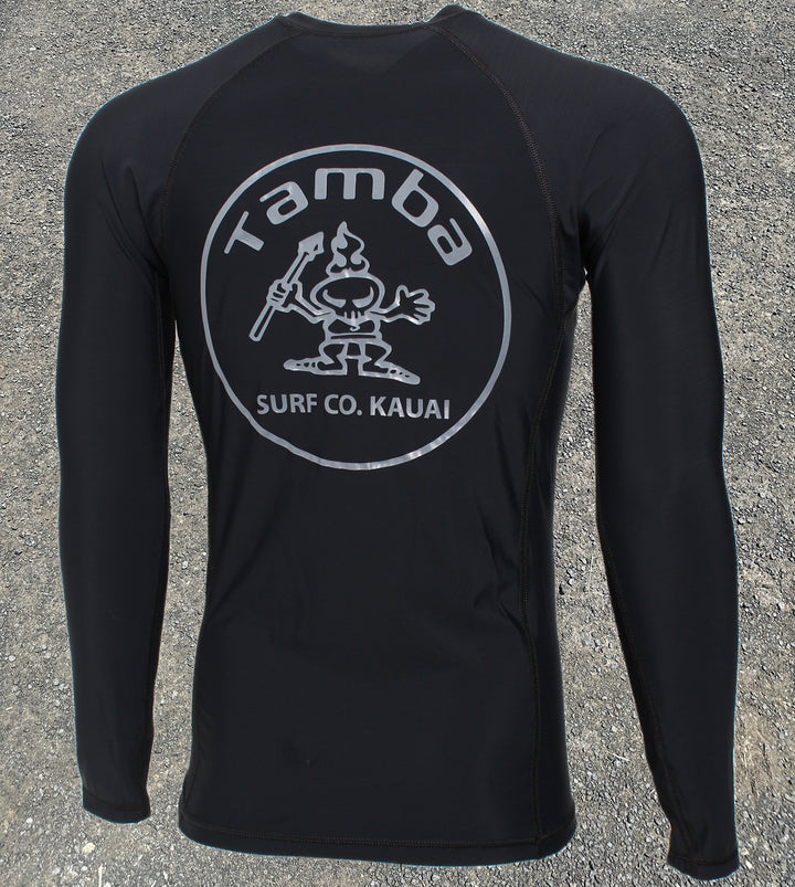 Stamp Rash Guard Long Sleeve Shirt - Black