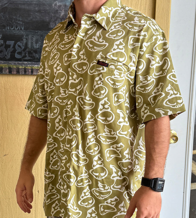 Swirly Button Down Shirt - Green