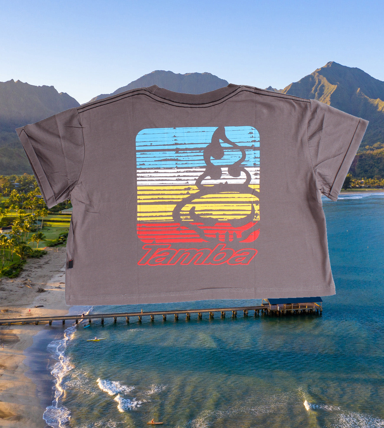Kauai Dream Womens Pocket Crop Short Sleeve Shirt - Stone