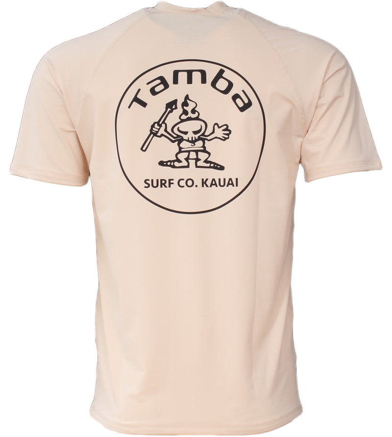 Stamp Rash Guard Short Sleeve Shirt - Sand