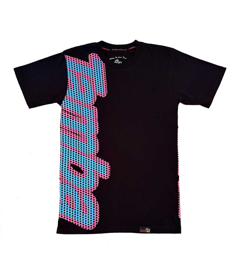 Triside Short Sleeve Shirt - Black/Pink/Blue