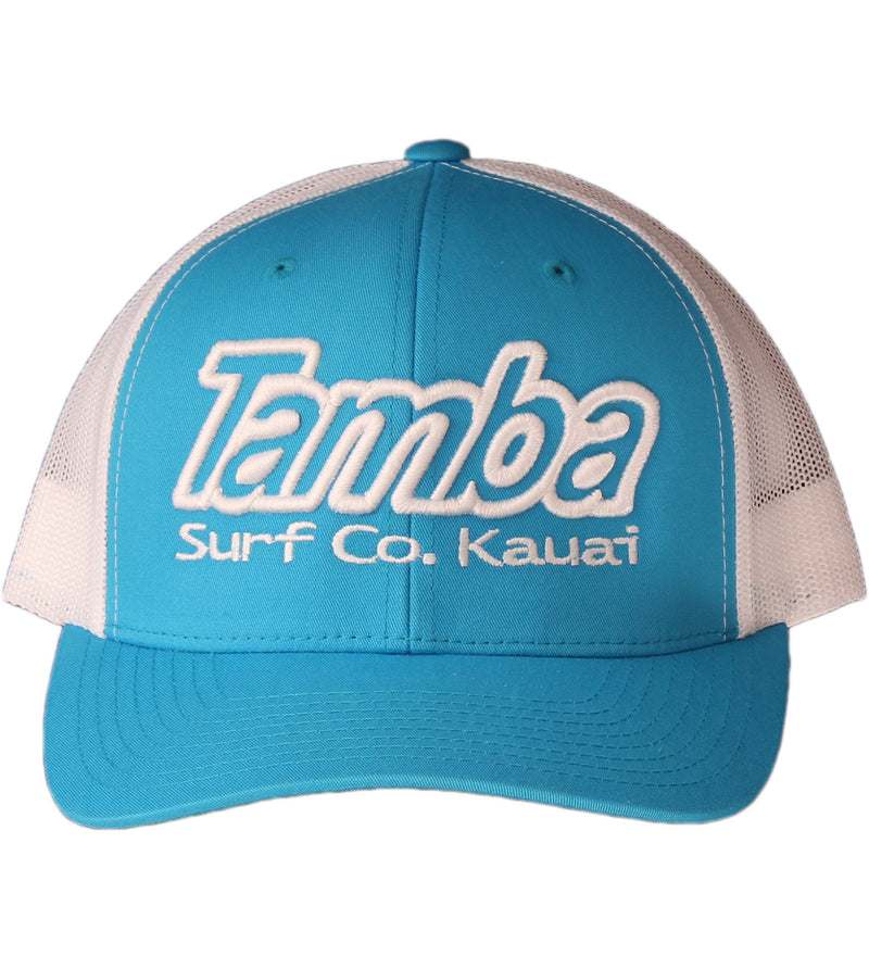 Classic Surf Co Two-Tone 3D Curvebill Mesh Snapback Hat - Turquoise/White