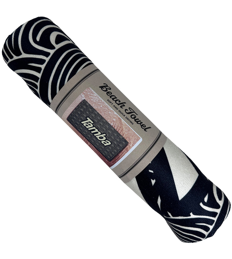 Tamba Towel - Tamba Waves - Black/Cream