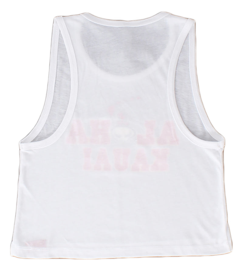 Aloha Kauai Women's Festival Crop Tank Top Shirt - White