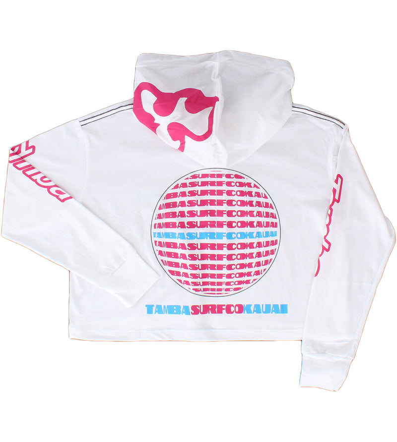 Sphere Womens Long Sleeve Hooded Crop Shirt - White