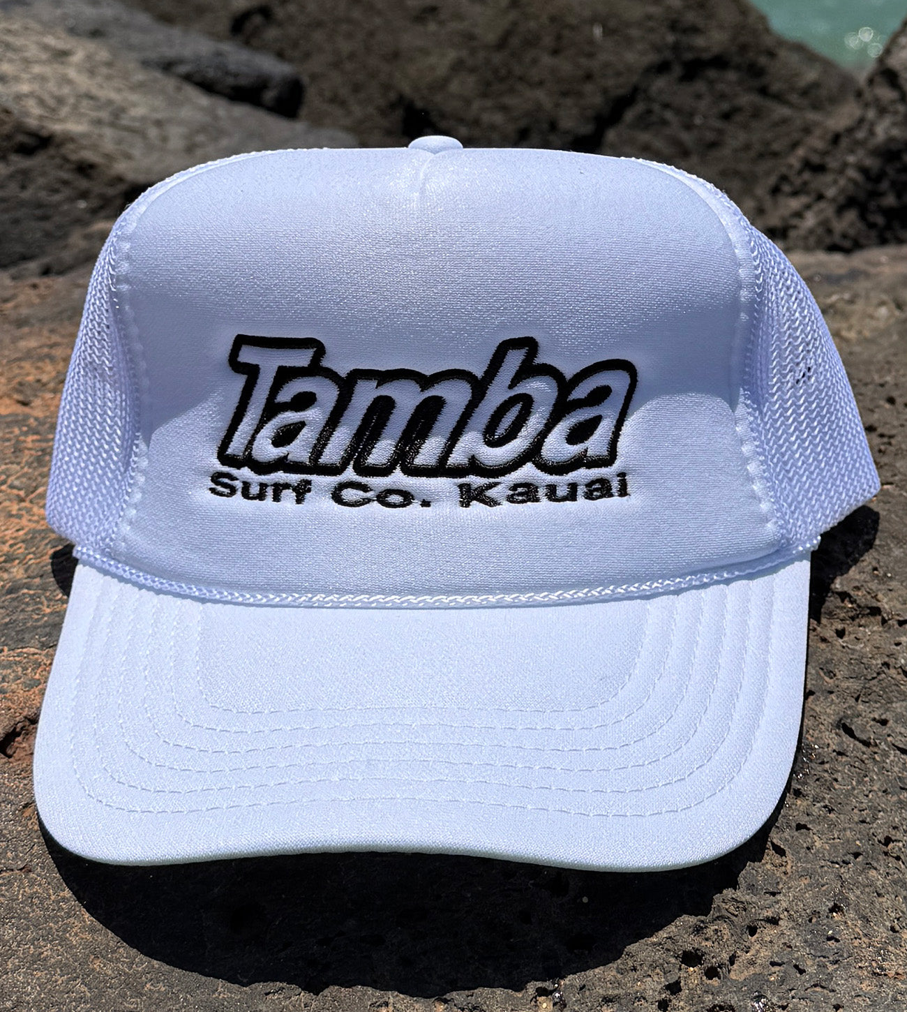 Surf Co Trucker Embroidered Hat - White/Black