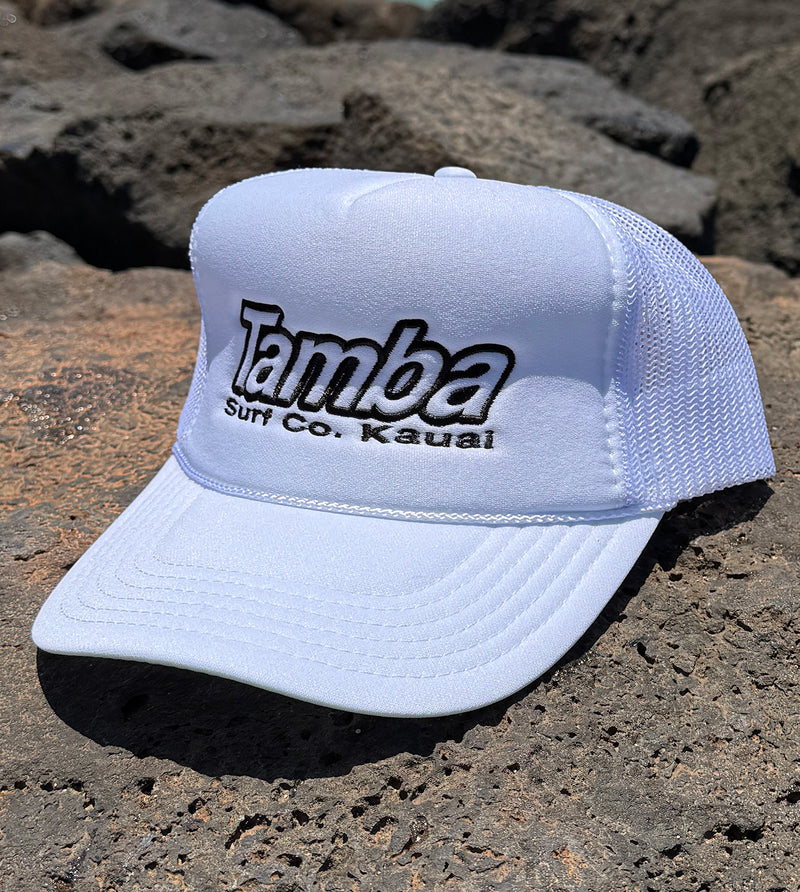 Surf Co Trucker Embroidered Hat - White/Black