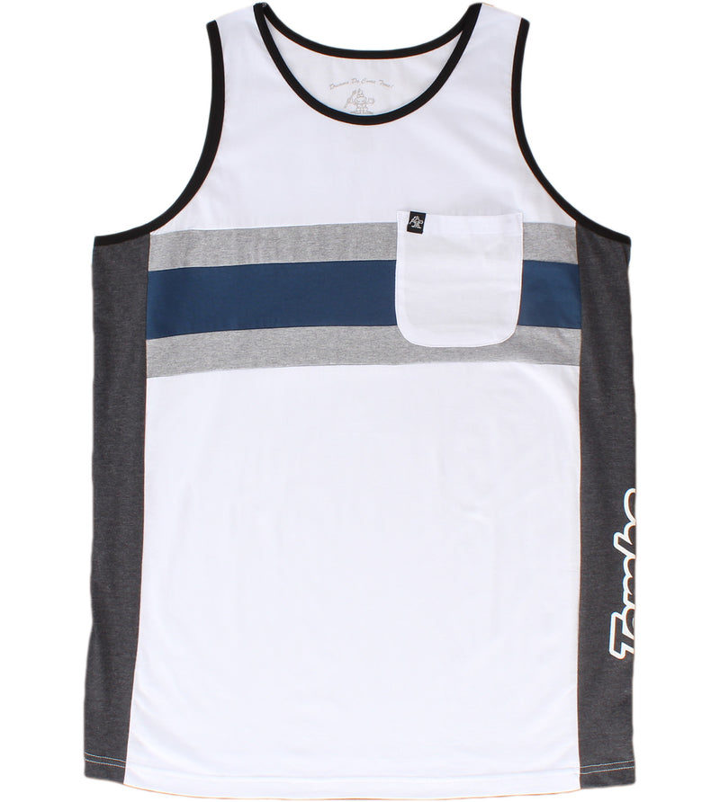 Retro Reflex Tank Top Shirt - White/Grey/Blue