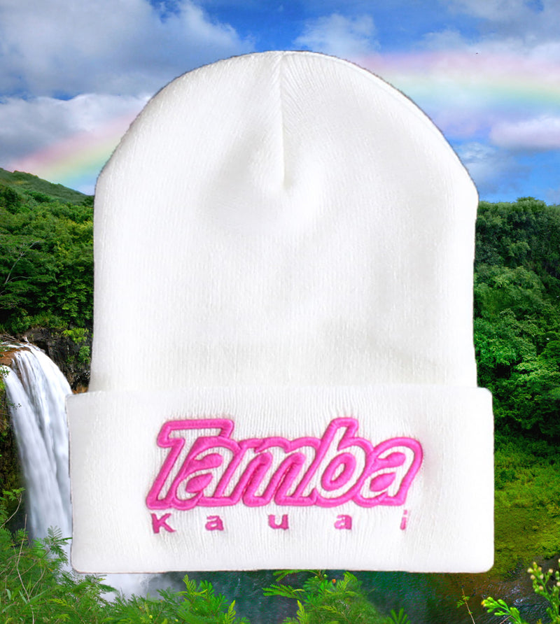 Tamba Kaua'i 3D Cuffed Beanie - White/Pink