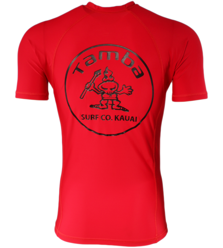 Stamp Rash Guard Short Sleeve Shirt - Red