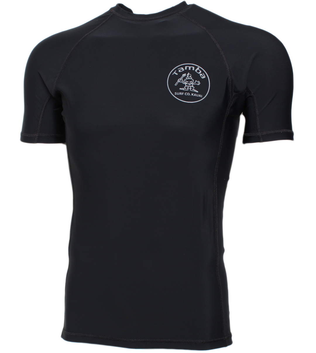 Stamp Rash Guard Short Sleeve Shirt - Black