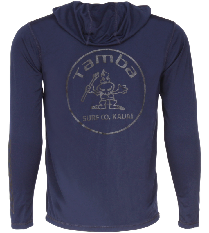Stamp UV Long Sleeve Hoodie Shirt - Navy