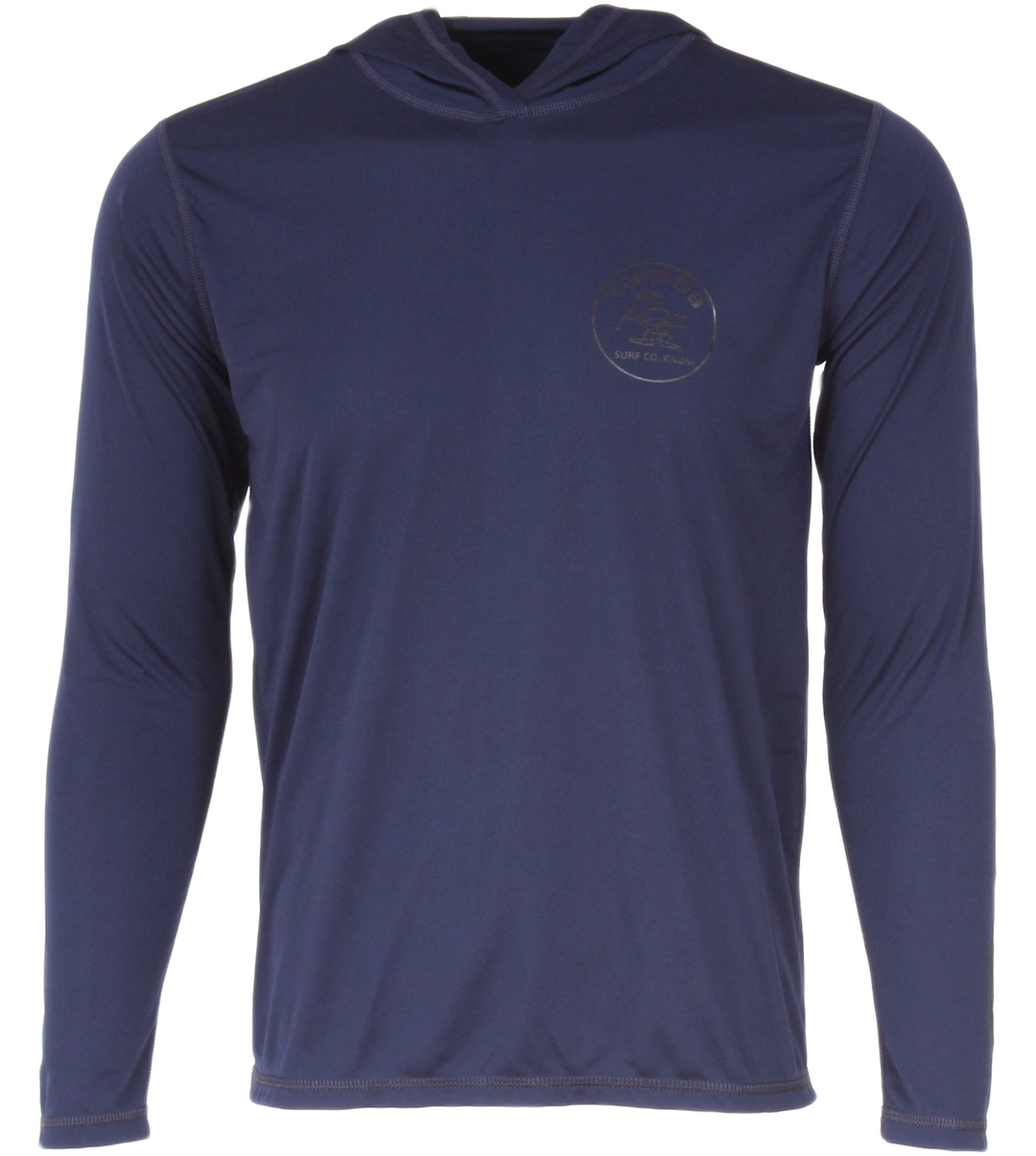 Stamp UV Long Sleeve Hoodie Shirt - Navy